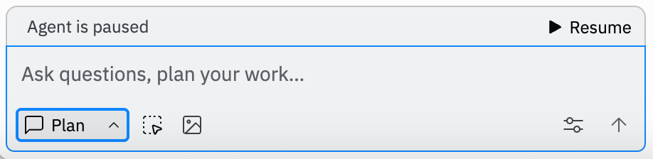 Mode selector showing Plan mode and Build mode options