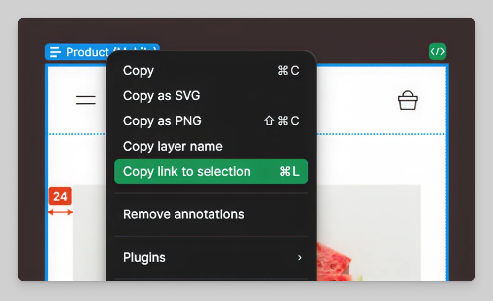 Selecting a frame in Figma