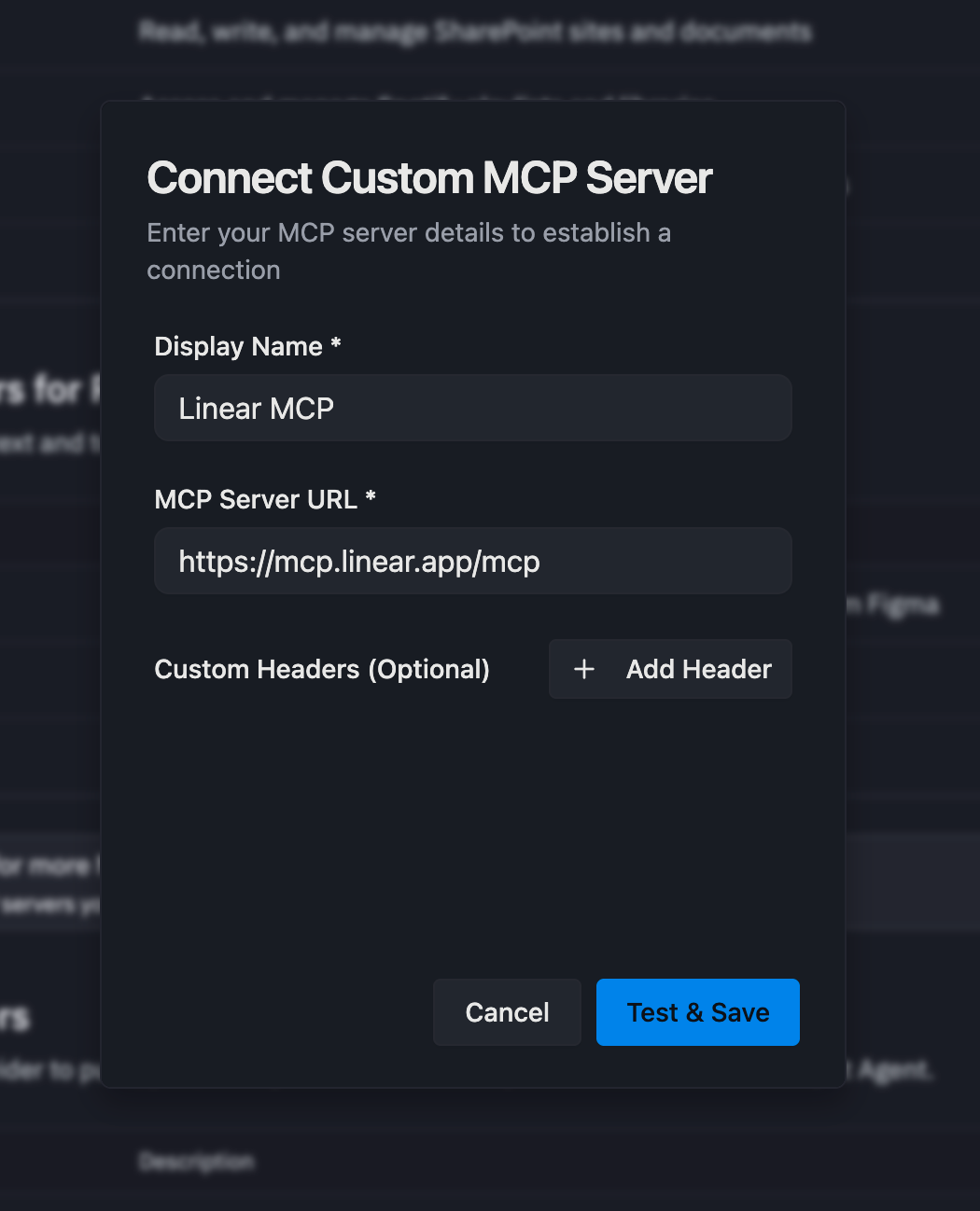 showing the MCP server setup