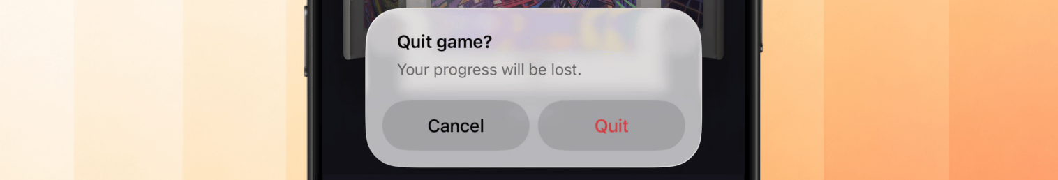 Native iOS alert asking Quit game? with Cancel and Quit options