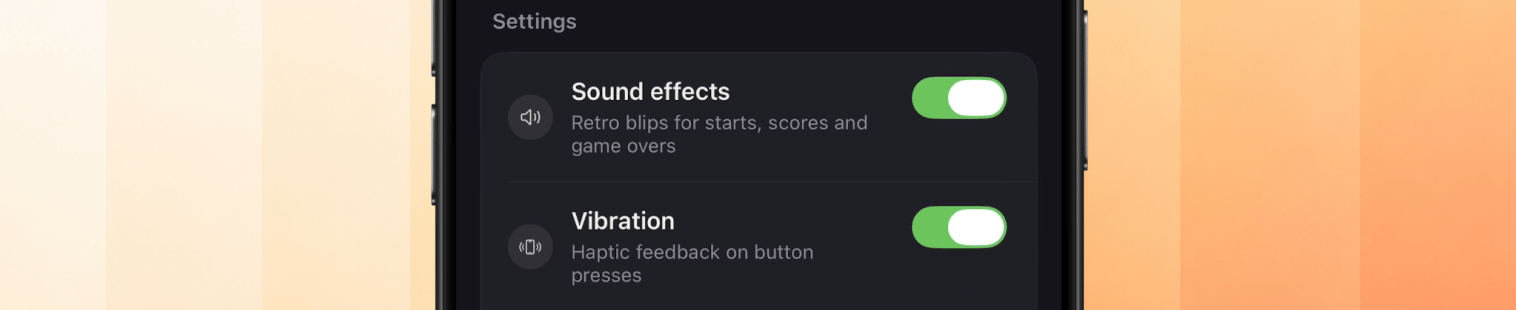 SF Symbols icons next to Sound effects and Vibration settings
