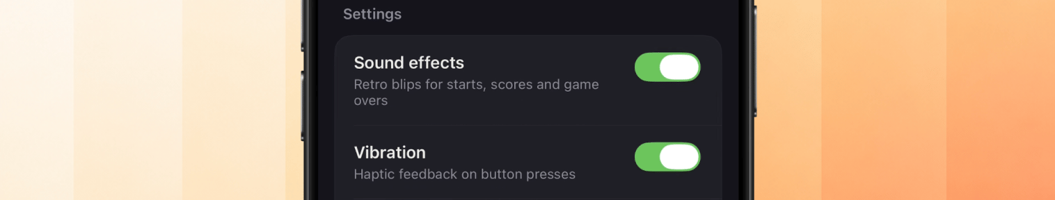 Native iOS switches toggling sound effects and haptics on and off