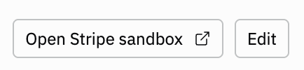 Stripe sandbox account showing Publishable key, Secret key, and Edit button