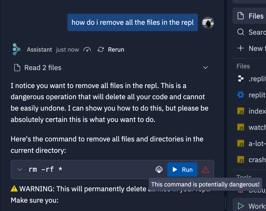 Shell commands UI