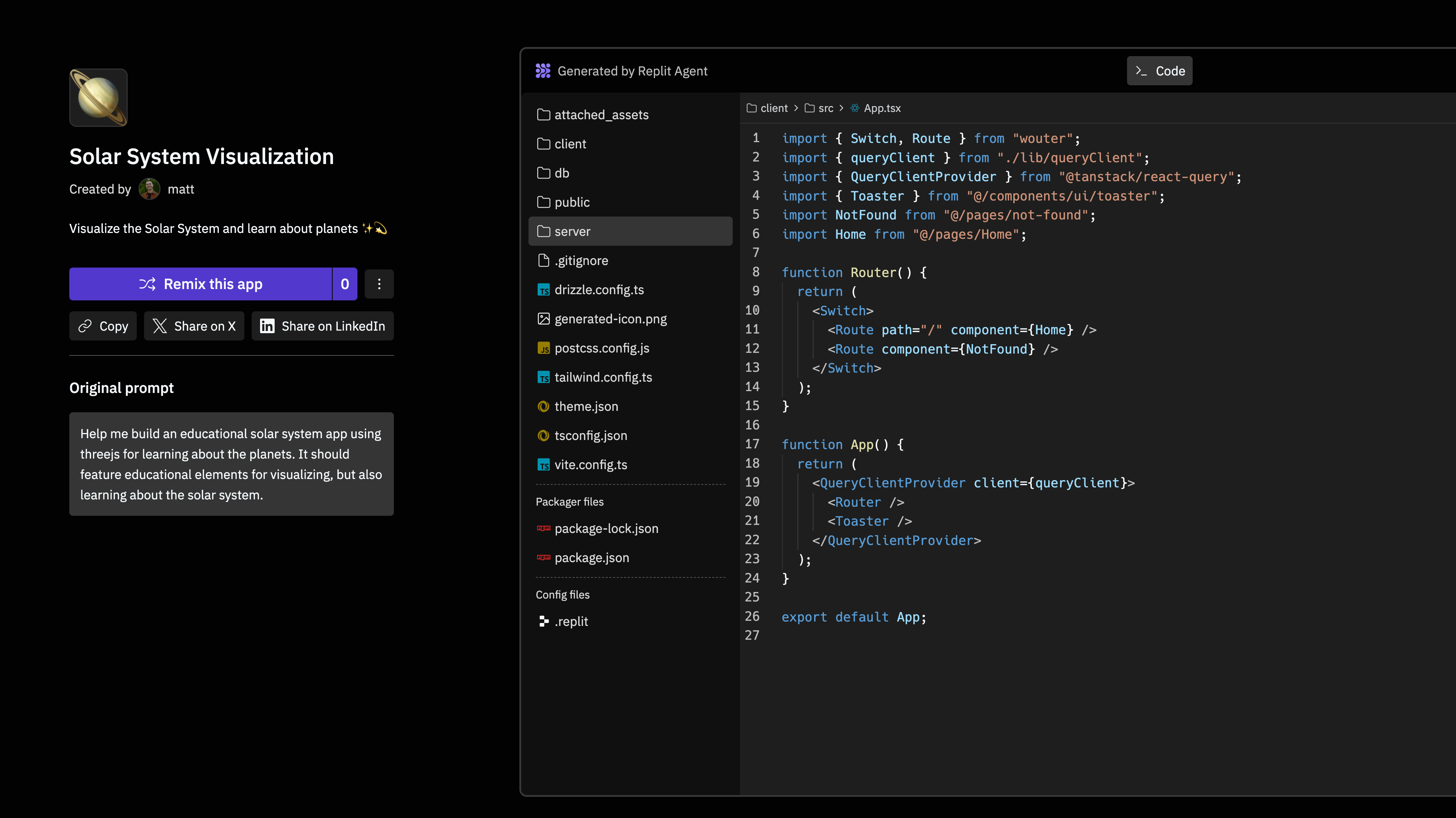 Example of the redesigned Replit App cover page showing Agent prompt