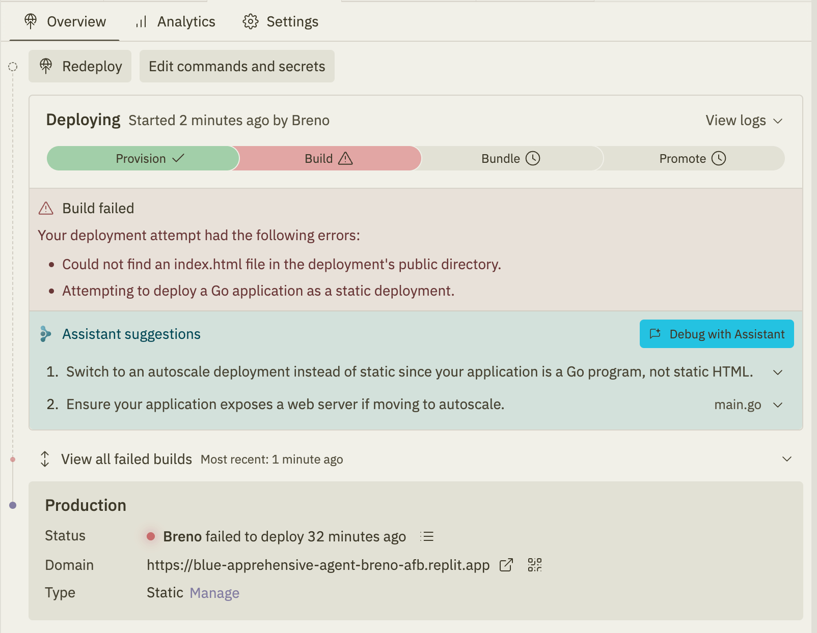 Deployment debugger improvements