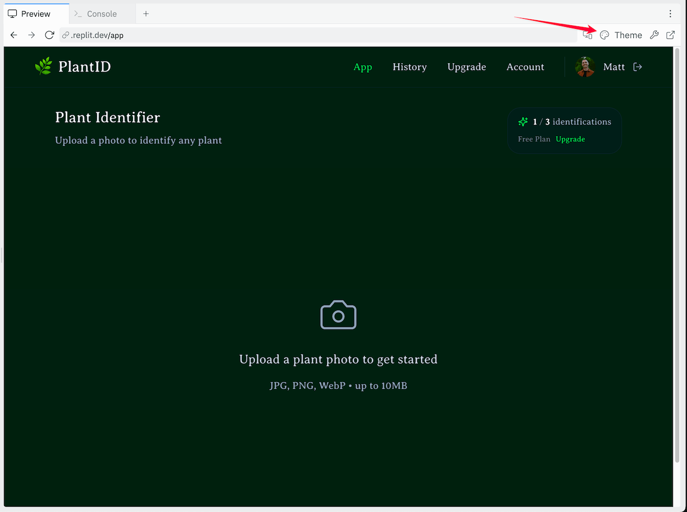Editing theme colors from the preview panel in a running app