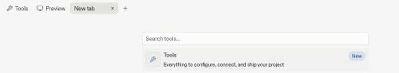 New tab showing the Tools and files menu and Search tools field