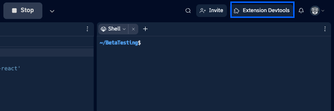 Devtools button