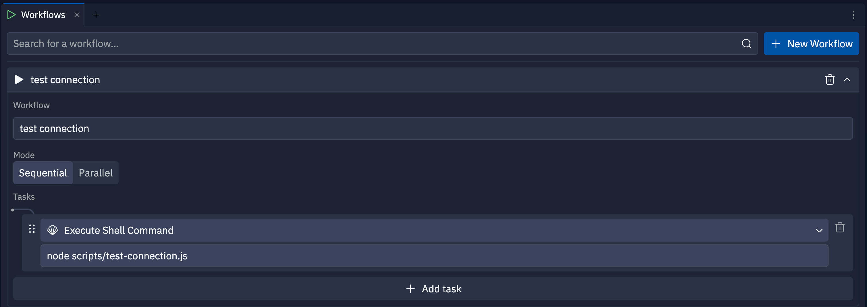 screenshot of an example workflow