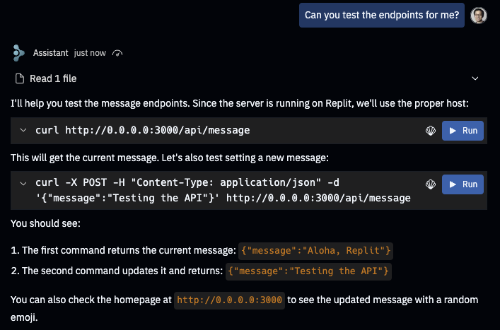image of Assistant implementing API endpoints