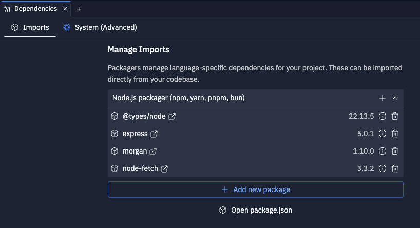 image of the Dependencies list including morgan