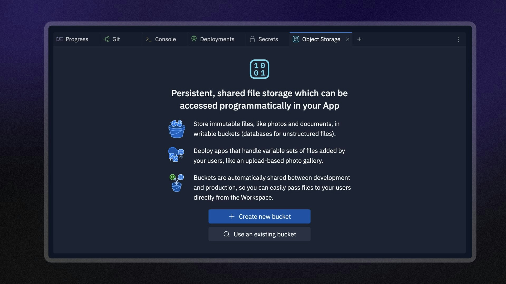 screenshot of the App Storage tool