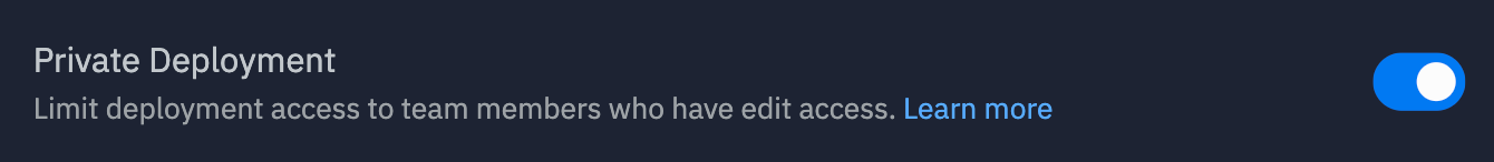 Private Deployment toggle in the on position