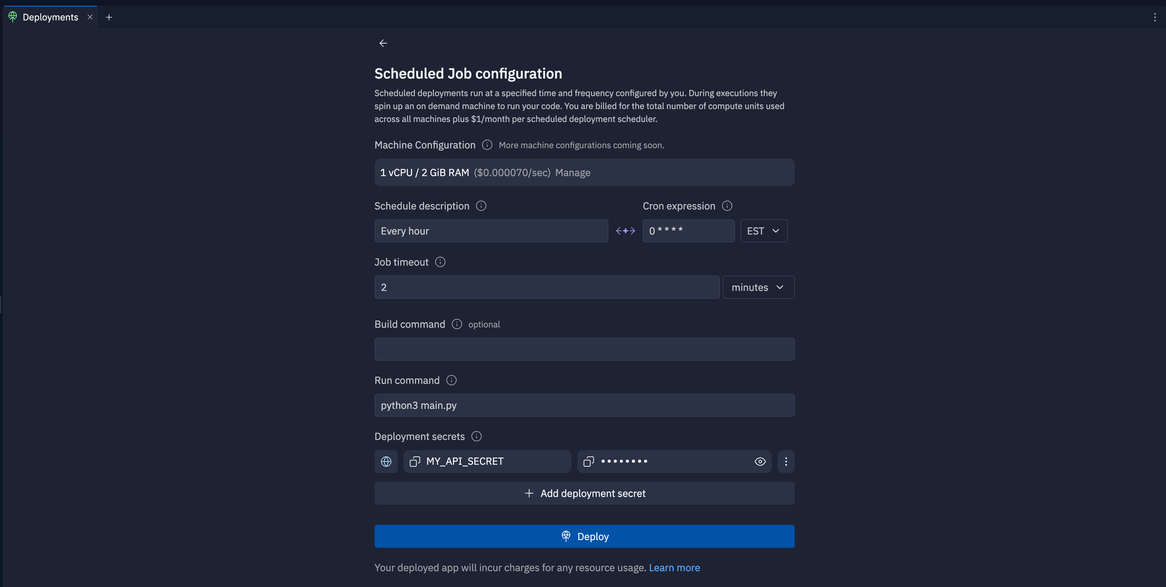Scheduled Deployment options