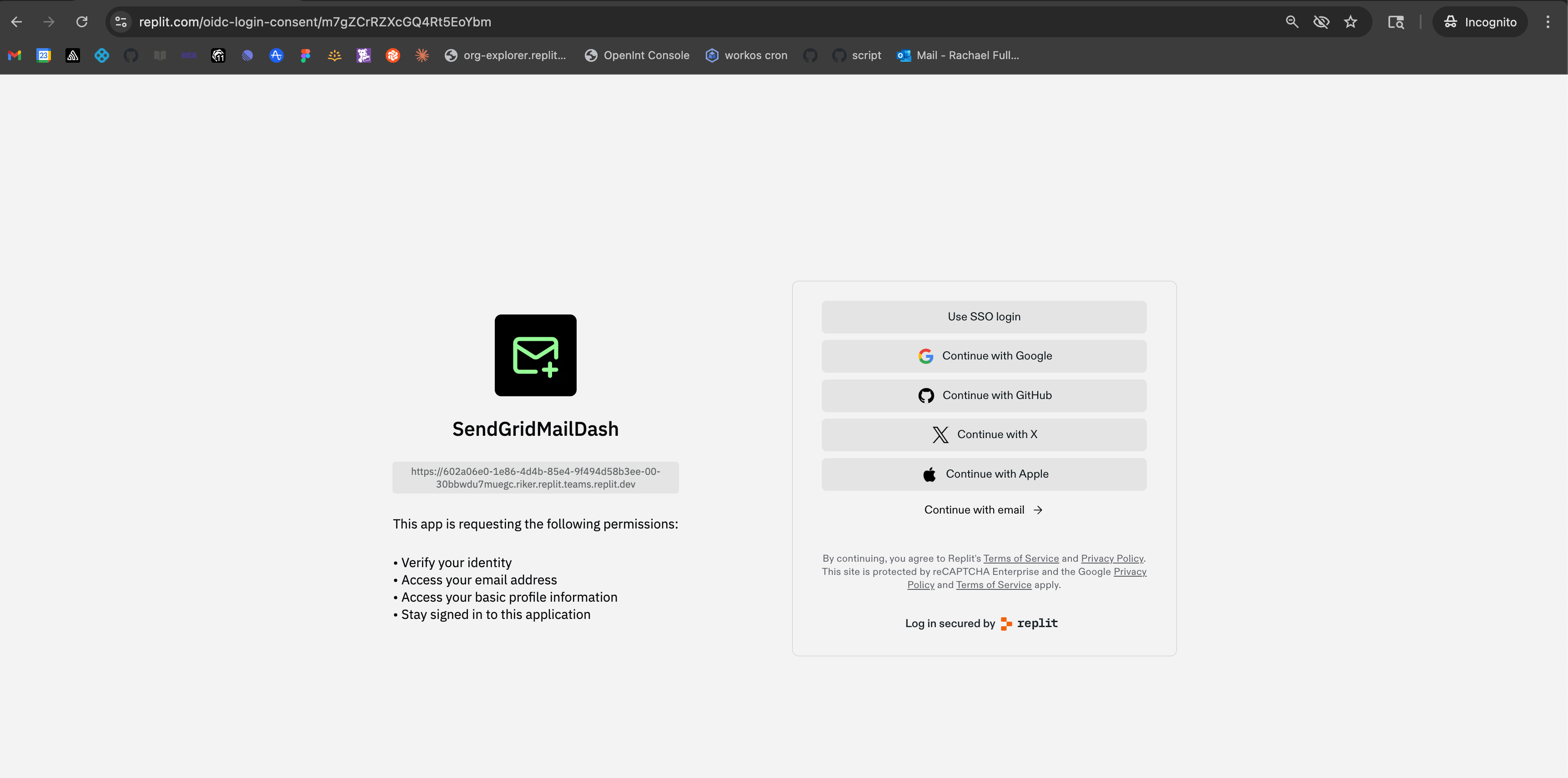 SSO login interface for Replit Auth