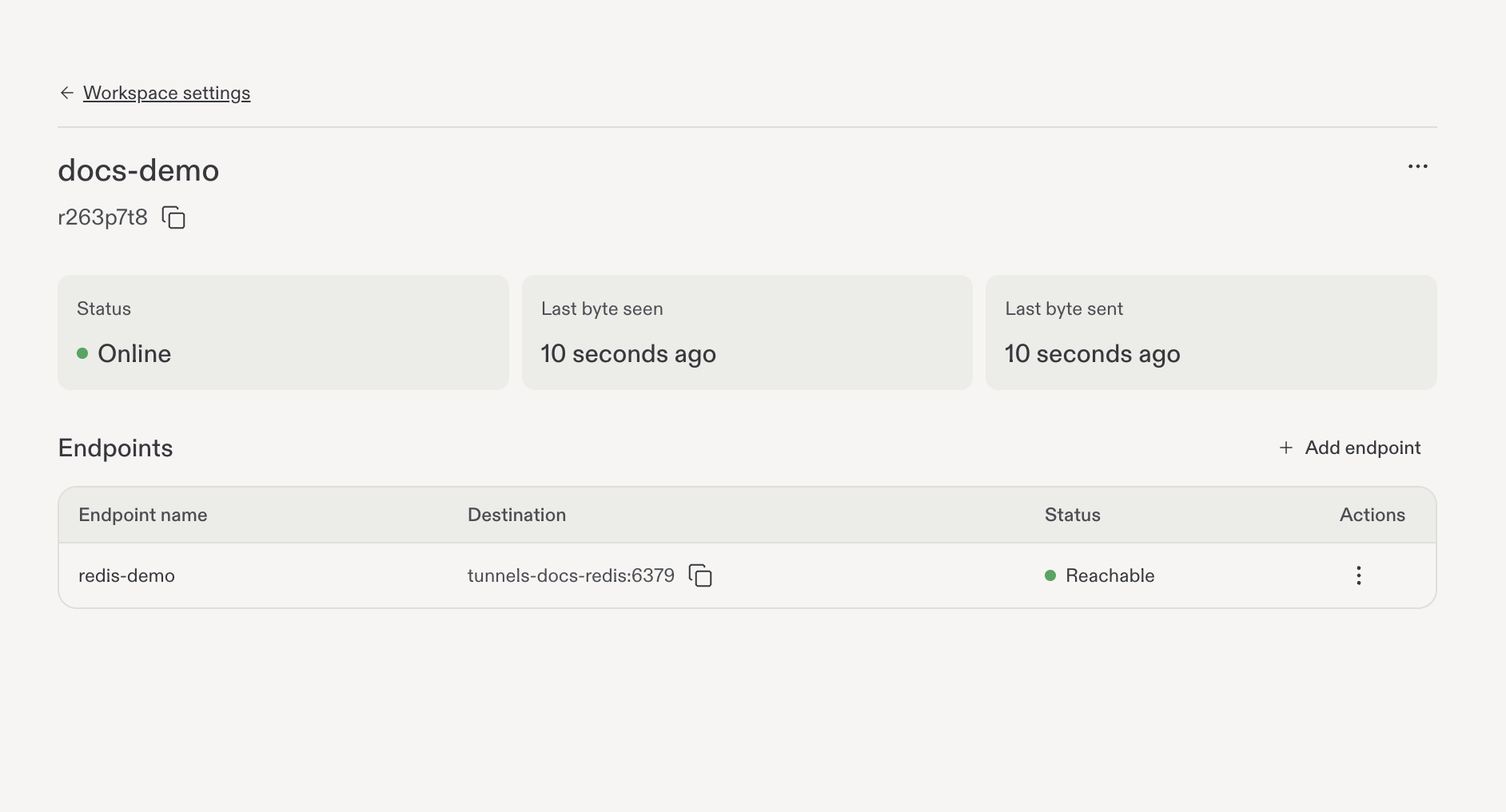 Tunnel activity after the successful Redis request.