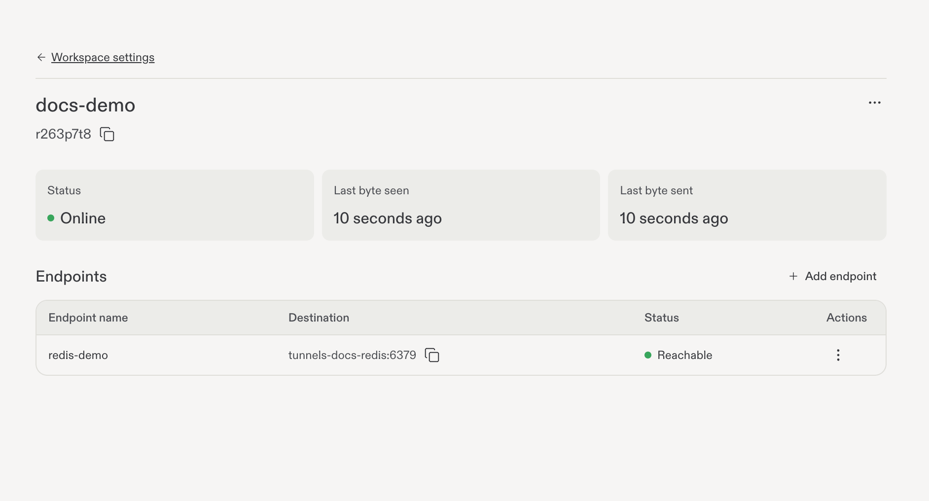 Tunnel activity after the successful Redis request.