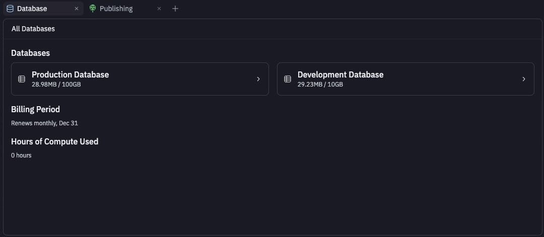 Production database management interface