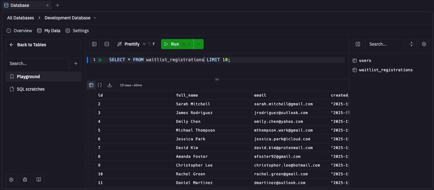 screenshot of the SQL runner and run button
