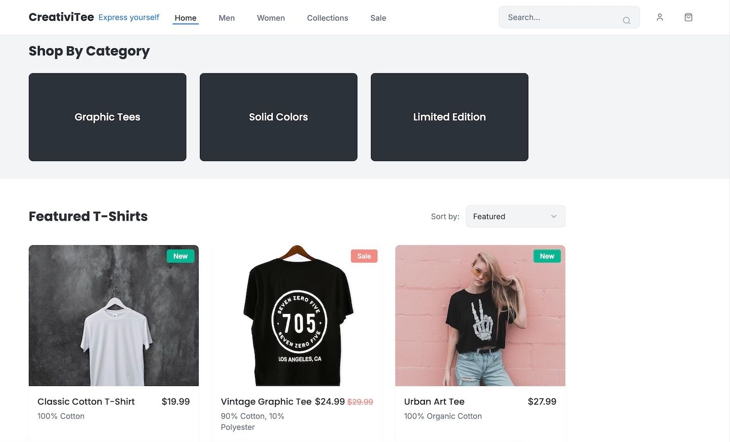 screenshot of an E-commerce app