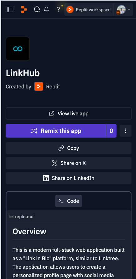 Cover page showing new View live app button
