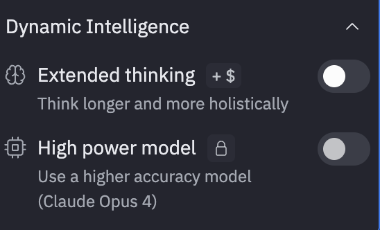 High Power Models toggle interface