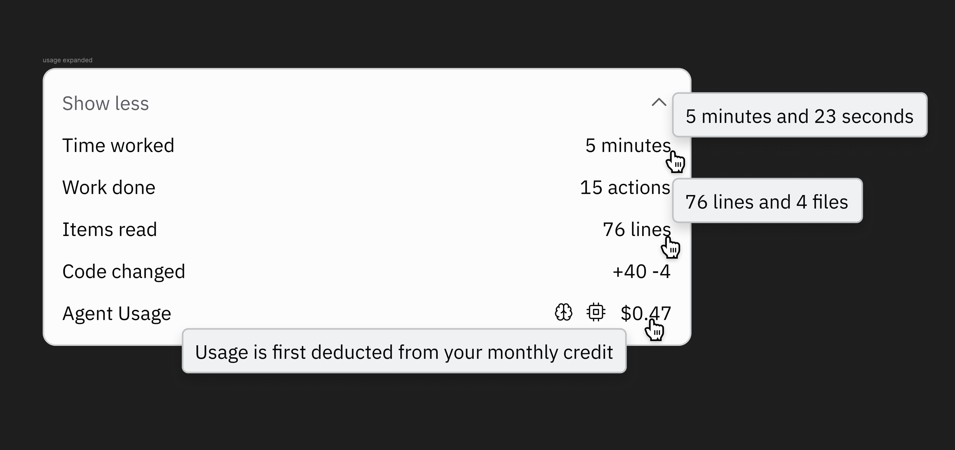 Proof of work tooltip