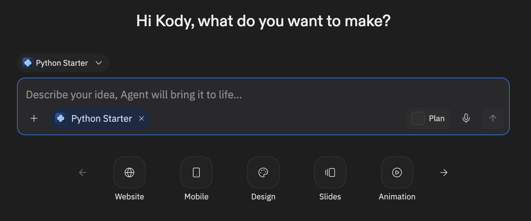 Design system appearing as a selectable pill in the Agent input box