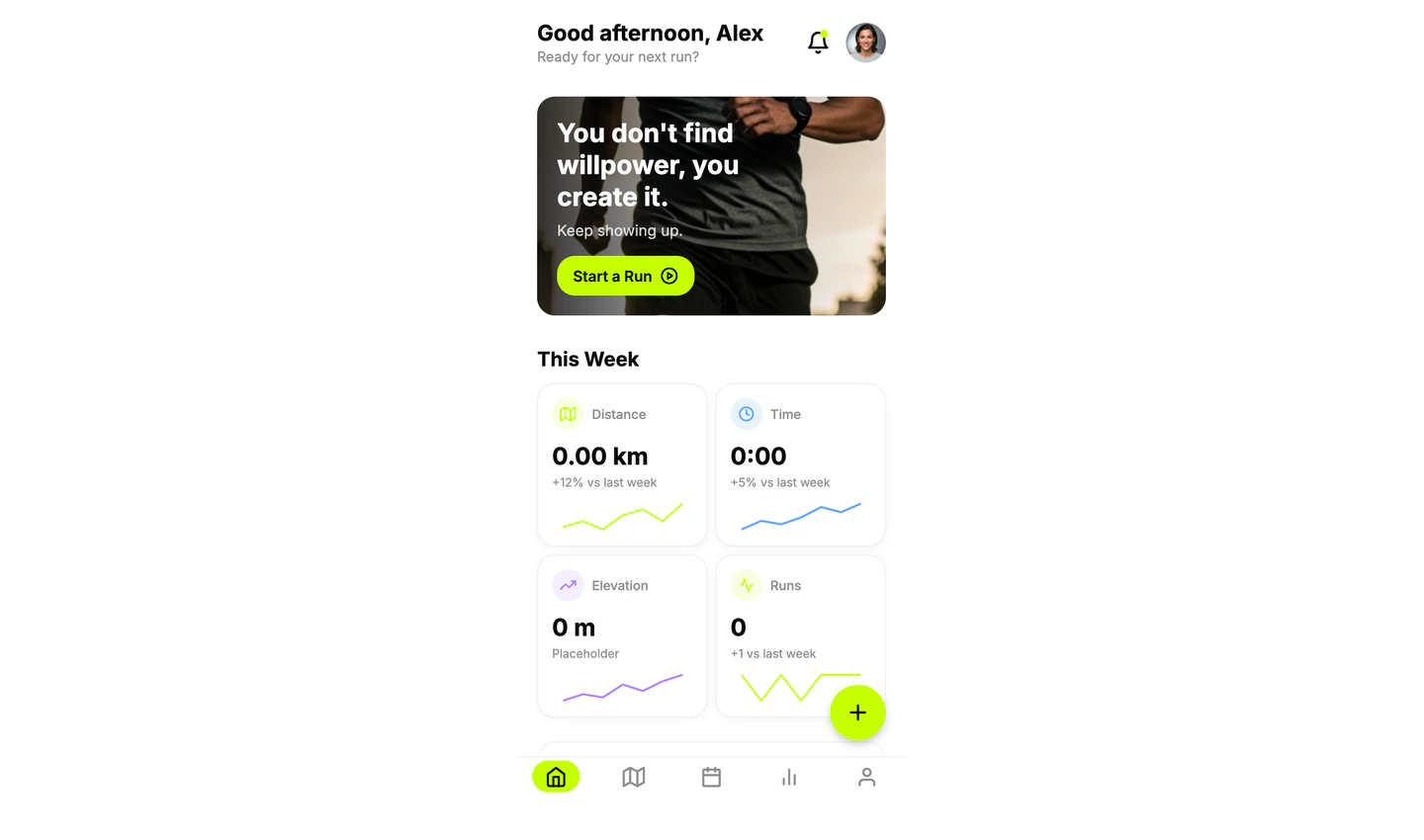 A polished mobile app example with fitness tracking screens designed for phone use