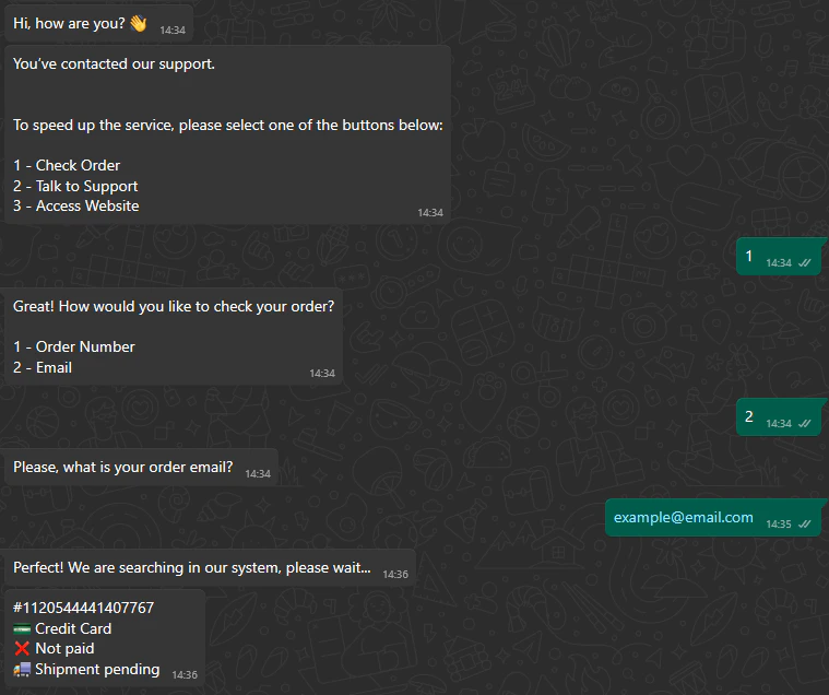 Result of the `find_order_by_email` Filter
