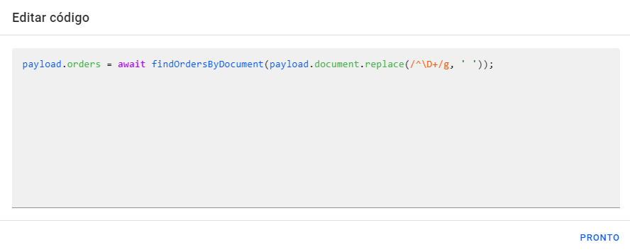Resultado do Filtro `findOrdersByDocument`