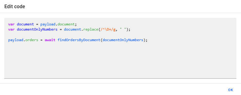 Result of the `findOrdersByDocument` Filter