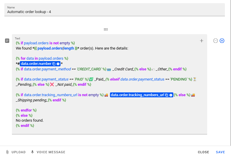 Result of the `findOrdersByPhone` Filter