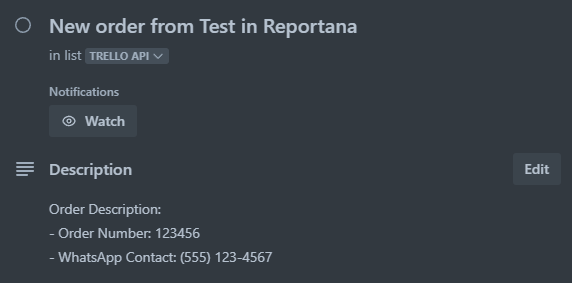 Result of the Trello API request