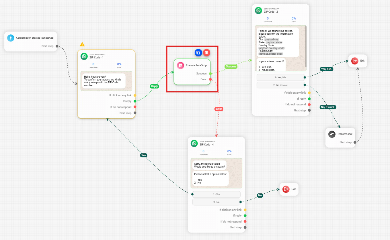 Result of the `Zipcodebase` request