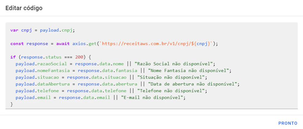 Resultado da requisição `Reiceitaws`