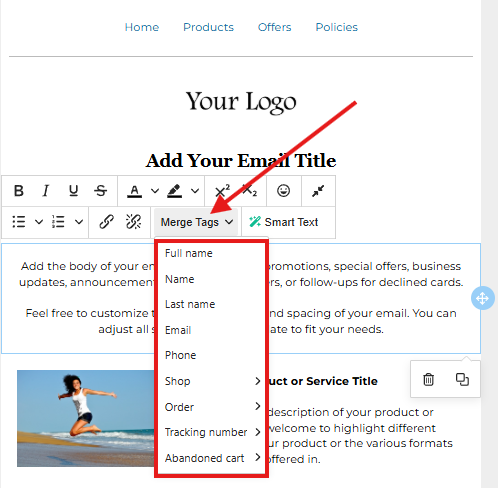 How to add variables in Email