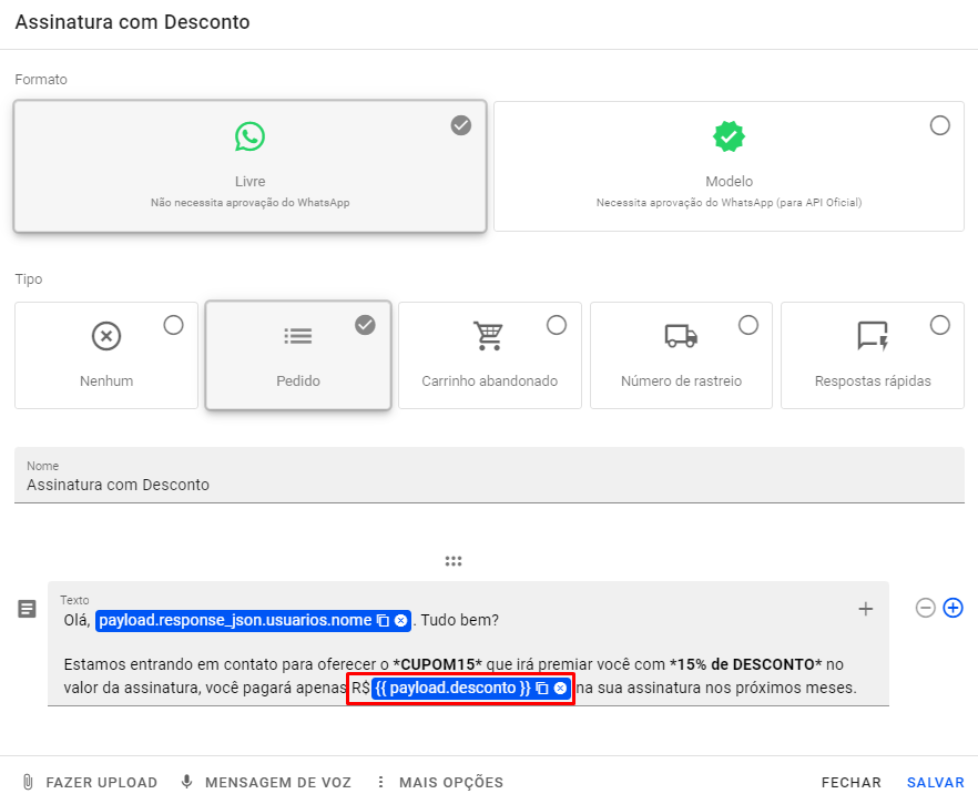 Exemplo Enviar Webhook: imagem 4