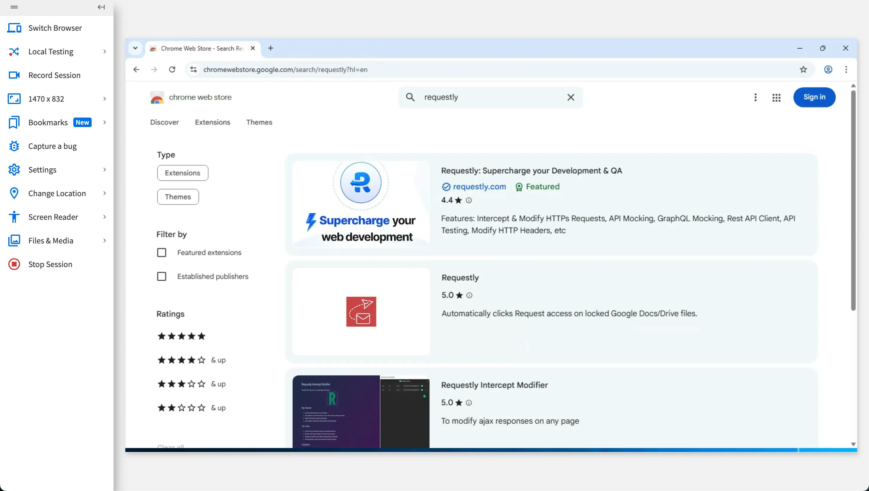 Search for Requestly in Chrome Web Store