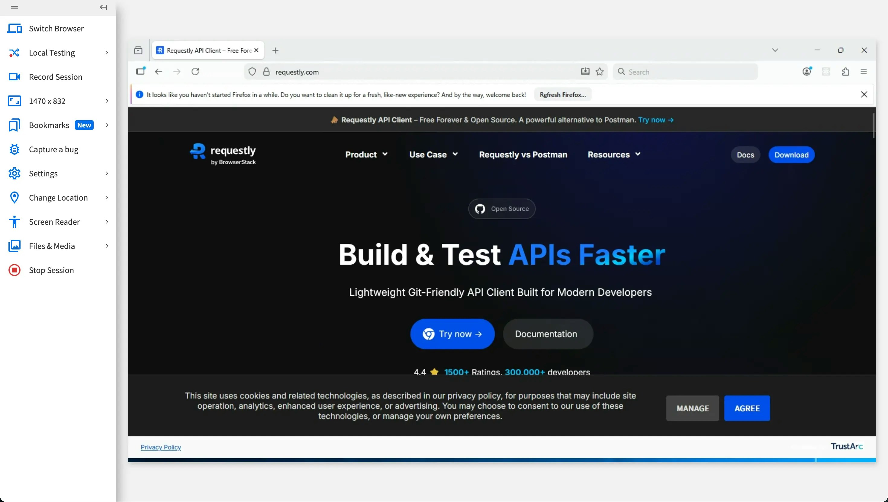 Start Live Session in Firefox