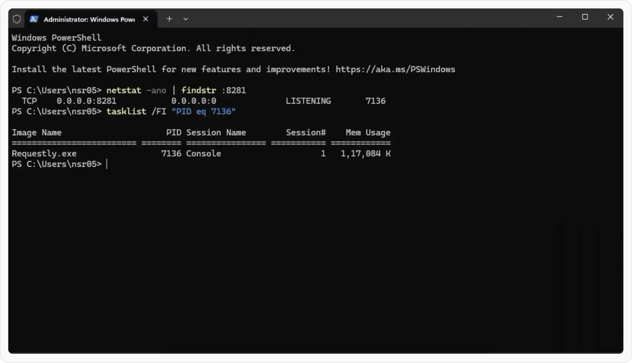 Check Requestly Process on Port 8281