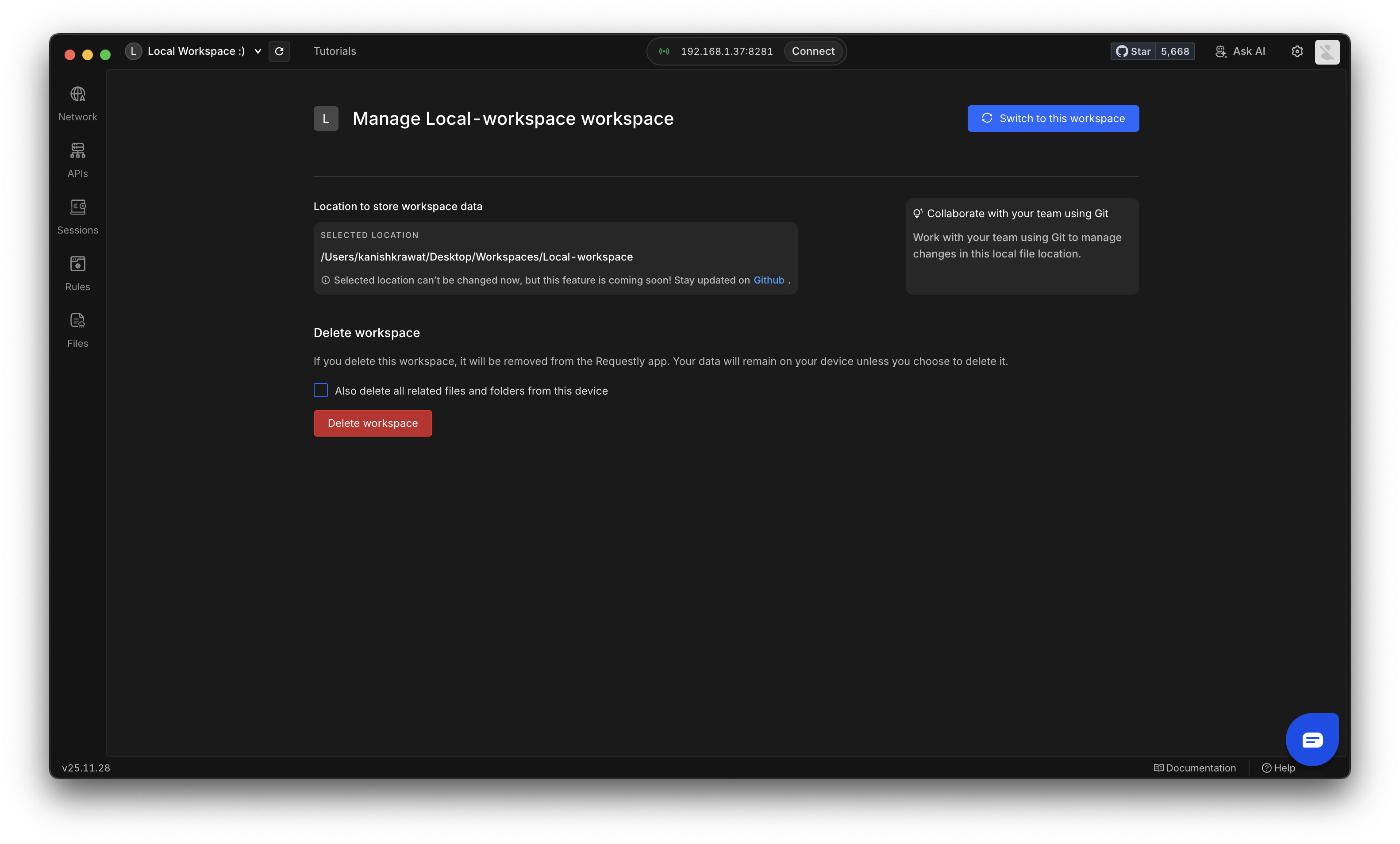 Workspace Settings Delete Pn