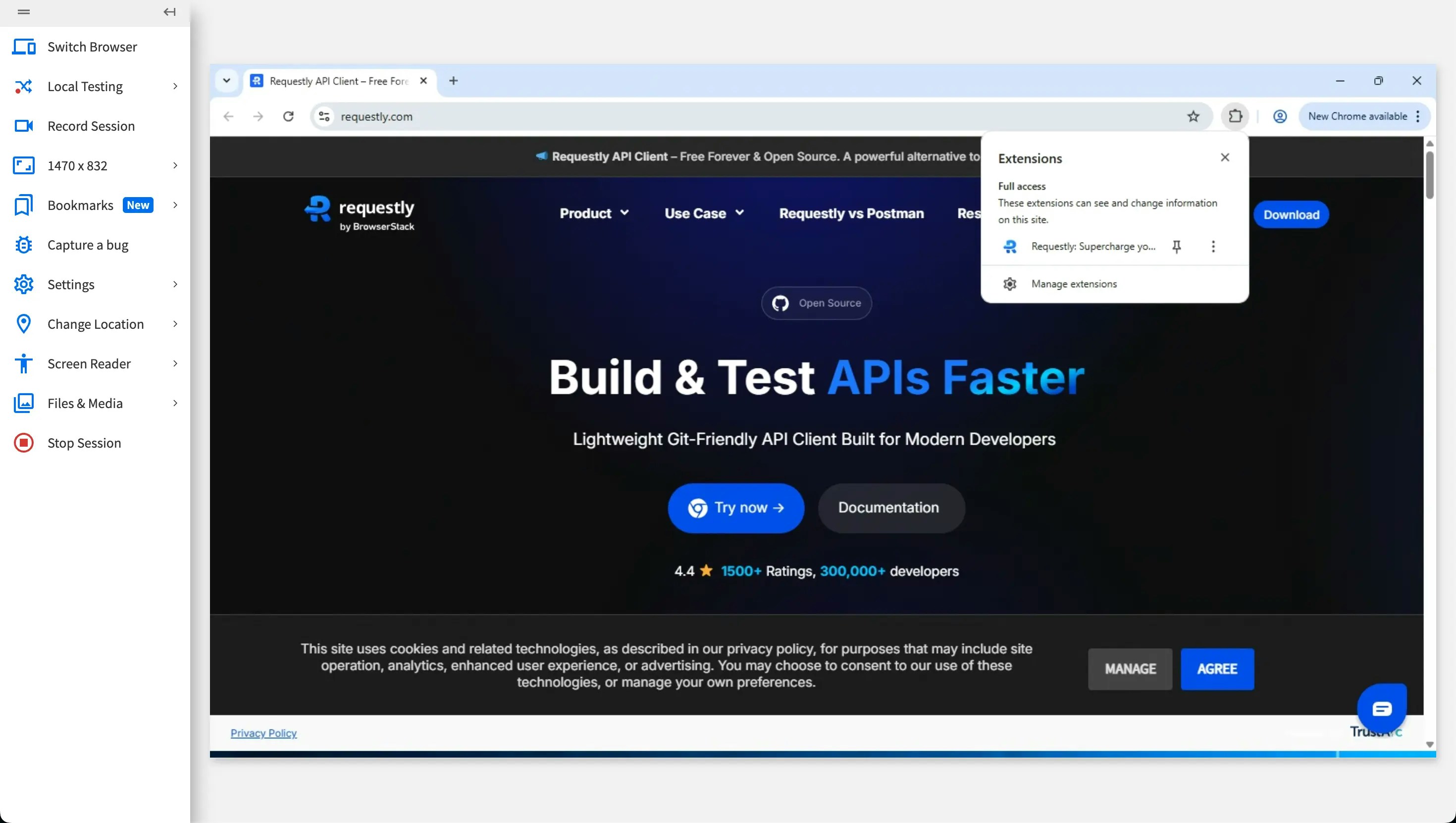 Requestly in BrowserStack Live
