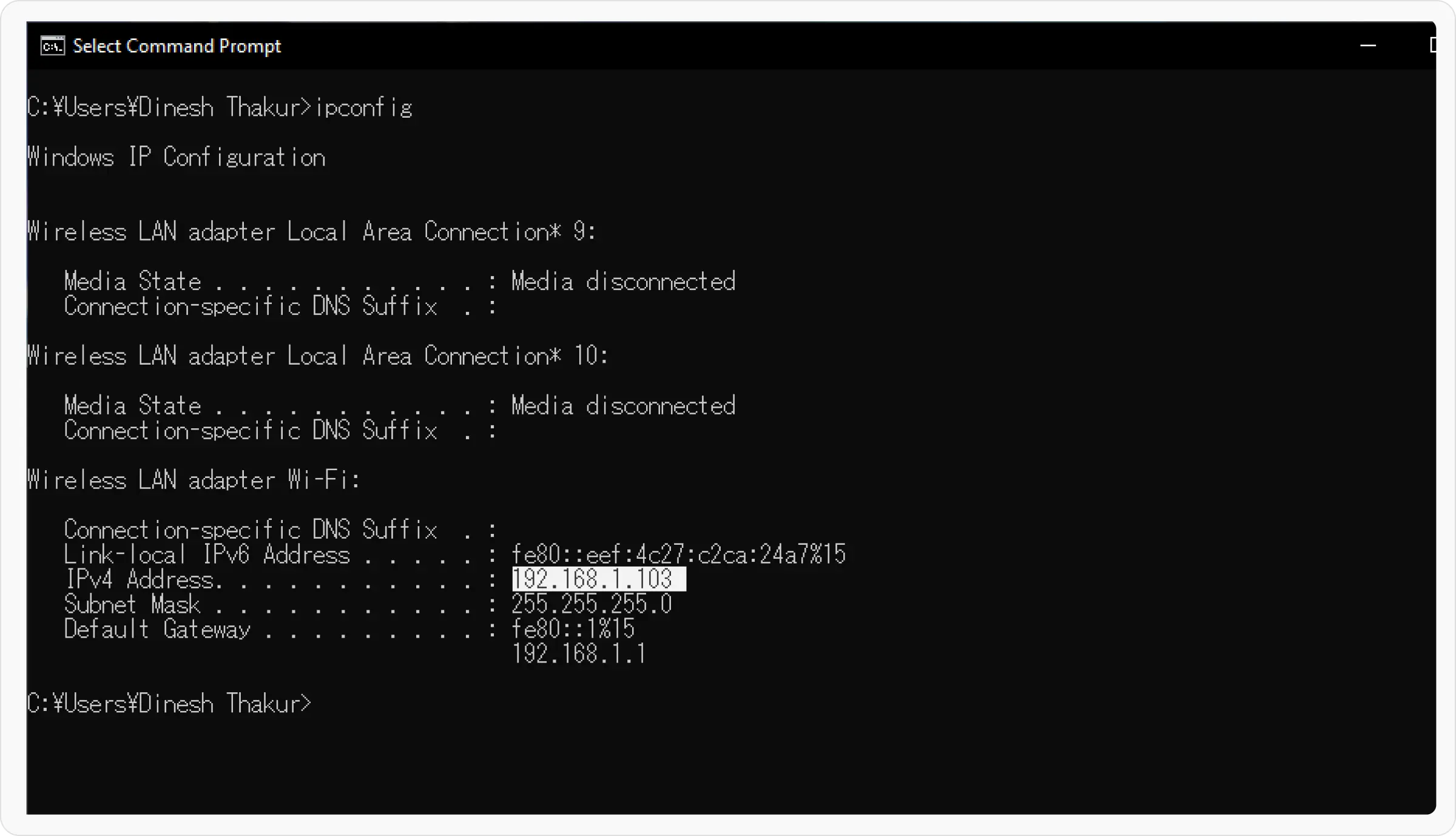 Use ipconfig to connect to proxy