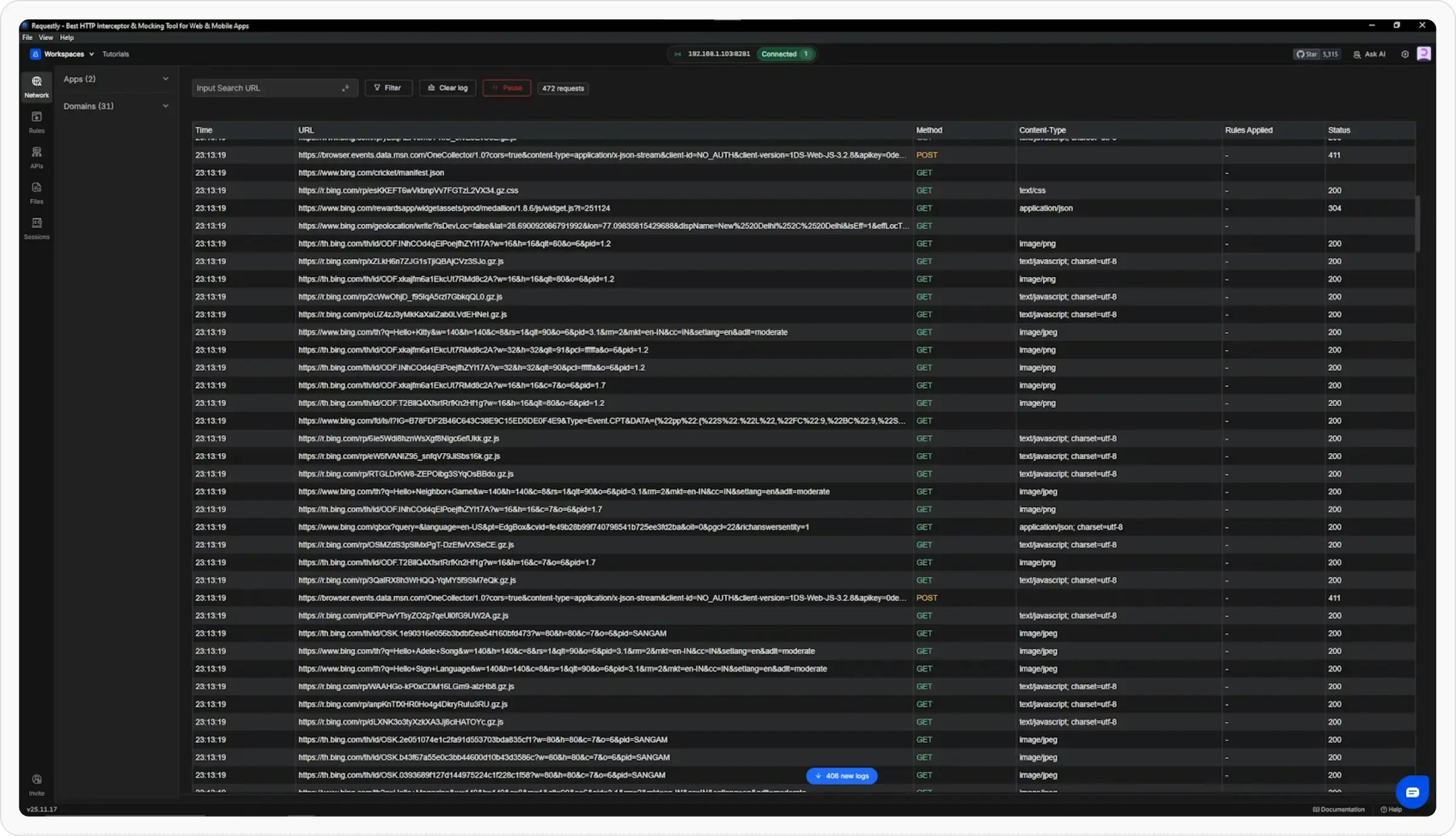 Intercepted HTTPS Traffic
