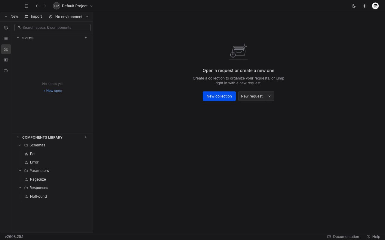 The Components Library section of the API Design sidebar, expanded to show entries grouped under Schemas, Parameters, and Responses
