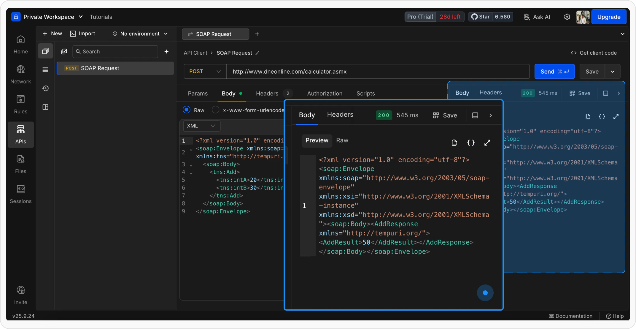 Sendthe SOAP Request