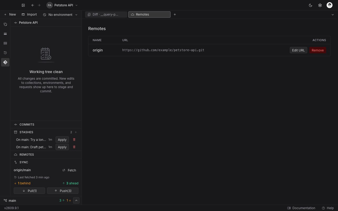 The expanded Stashes section of the Git panel showing a count of two and two stash rows, each with a message, an age, an Apply button, and a trash icon
