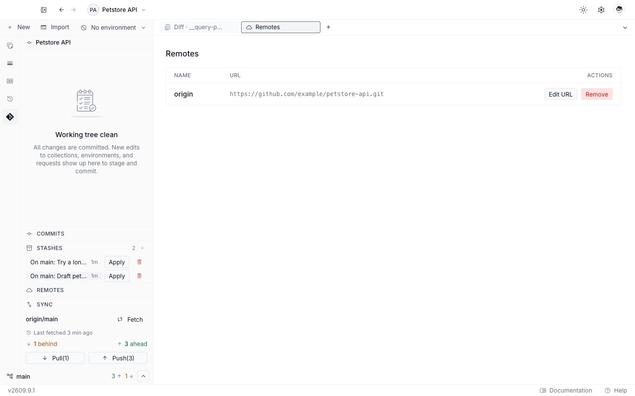 The expanded Stashes section of the Git panel showing a count of two and two stash rows, each with a message, an age, an Apply button, and a trash icon